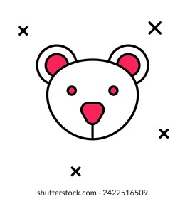 Filled outline Teddy bear plush toy icon isolated on white background.  Vector