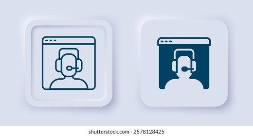 Filled and outline Telephone 24 hours support icon isolated on grey background. All-day customer support call-center. Full time call services. Square button. Vector