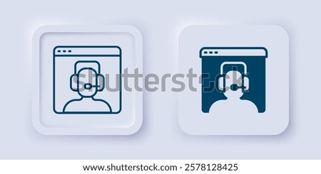 Filled and outline Telephone 24 hours support icon isolated on grey background. All-day customer support call-center. Full time call services. Square button. Vector