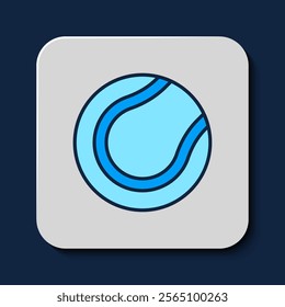 Filled outline Tennis ball icon isolated on blue background. Sport equipment.  Vector