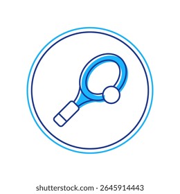 Raquete de tênis preenchido com ícone de bola isolado no fundo branco. Equipamento desportivo.  Vetor