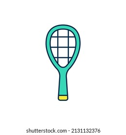 Filled outline Tennis racket icon isolated on white background. Sport equipment.  Vector