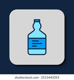 Filled outline Tequila bottle icon isolated on blue background. Mexican alcohol drink.  Vector
