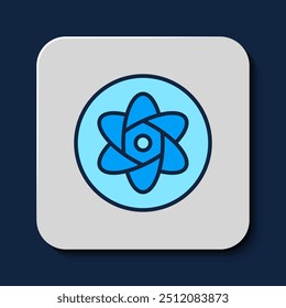 Tubo de ensayo y frasco de prueba de laboratorio químico icono aislado sobre fondo azul. Signo de cristalería de laboratorio.  Vector