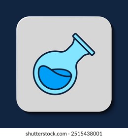 Tubo de ensayo y frasco de prueba de laboratorio químico icono aislado sobre fondo azul. Signo de cristalería de laboratorio.  Vector