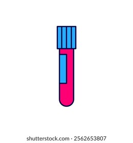 Filled outline Test tube and flask chemical laboratory test icon isolated on white background. Laboratory glassware sign.  Vector