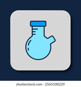 Filled outline Test tube and flask chemical laboratory test icon isolated on blue background. Laboratory glassware sign.  Vector