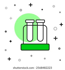 Filled outline Test tube and flask chemical laboratory test icon isolated on white background. Laboratory glassware sign.  Vector