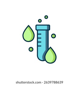 Filled outline Test tube with water drop icon isolated on white background. Flat filled outline style with shadow. Vector