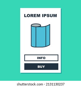 Filled outline Textile fabric roll icon isolated on turquoise background. Roll, mat, rug, cloth, carpet or paper roll icon.  Vector