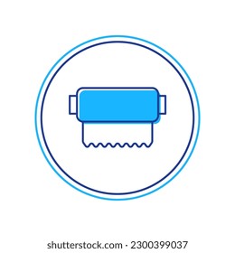 Filled outline Textile fabric roll icon isolated on white background. Roll, mat, rug, cloth, carpet or paper roll icon.  Vector