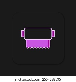 Filled outline Textile fabric roll icon isolated on black background. Roll, mat, rug, cloth, carpet or paper roll icon. Flat filled outline style with shadow. Vector