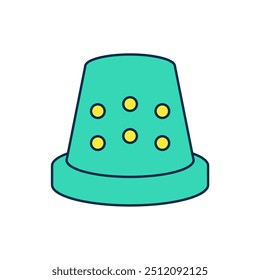 Filled outline Thimble for sewing icon isolated on white background.  Vector
