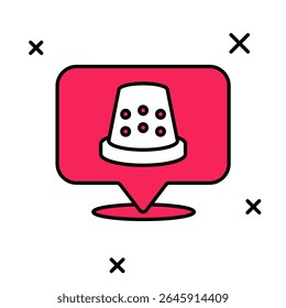 Contorno preenchido Thimble para costurar ícone isolado no fundo branco.  Vetor