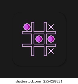 Filled outline Tic tac toe game icon isolated on black background. Flat filled outline style with shadow. Vector