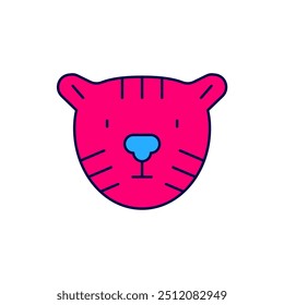 Filled outline Tiger head icon isolated on white background.  Vector