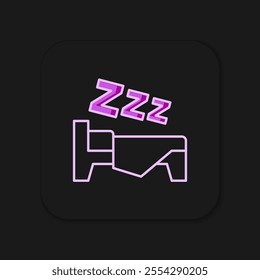 Filled outline Time to sleep icon isolated on black background. Sleepy zzz. Healthy lifestyle. Flat filled outline style with shadow. Vector