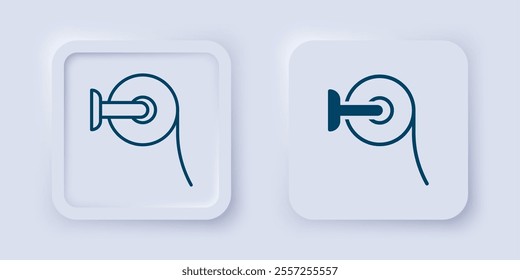 Filled and outline Toilet paper roll icon isolated on grey background. Square button. Vector