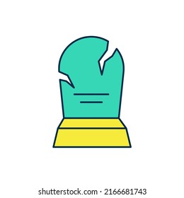 Filled outline Tombstone with RIP written on it icon isolated on white background. Grave icon. Happy Halloween party.  Vector