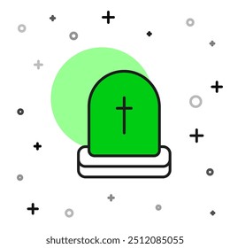 Descarte de contorno preenchido com RIP escrito em seu ícone isolado no fundo branco. Ícone Grave. Feliz festa de Halloween.  Vetor