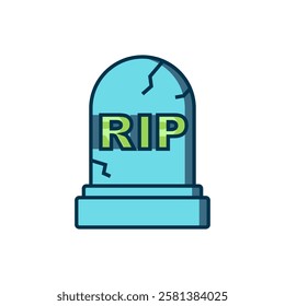 Filled outline Tombstone with RIP written on it icon isolated on white background. Grave icon. Happy Halloween party. Flat filled outline style with shadow. Vector