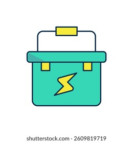 Filled outline Toolbox electrician icon isolated on white background.  Vector