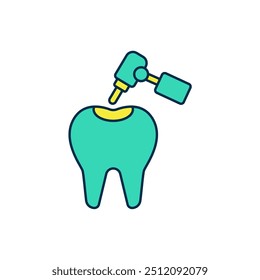 Filled outline Tooth with caries and tooth drill icon isolated on white background. Tooth decay.  Vector