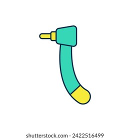Filled outline Tooth drill icon isolated on white background. Dental handpiece for drilling and grinding tools.  Vector