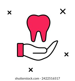 Filled outline Tooth icon isolated on white background. Tooth symbol for dentistry clinic or dentist medical center and toothpaste package.  Vector