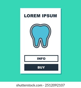 Filled outline Tooth icon isolated on turquoise background. Tooth symbol for dentistry clinic or dentist medical center and toothpaste package.  Vector