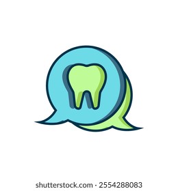 Filled outline Tooth icon isolated on white background. Tooth symbol for dentistry clinic or dentist medical center and toothpaste package. Flat filled outline style with shadow. Vector