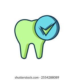Filled outline Tooth icon isolated on white background. Tooth symbol for dentistry clinic or dentist medical center and toothpaste package. Flat filled outline style with shadow. Vector
