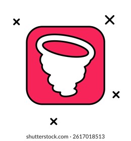 Filled outline Tornado icon isolated on white background. Cyclone, whirlwind, storm funnel, hurricane wind or twister weather icon.  Vector