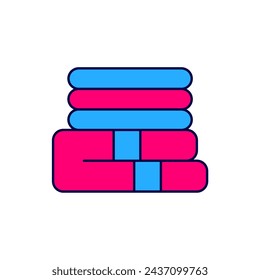 Filled outline Towel stack icon isolated on white background.  Vector