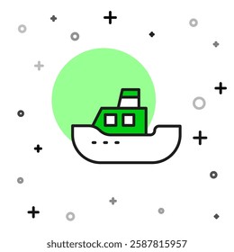 Filled outline Toy boat icon isolated on white background.  Vector