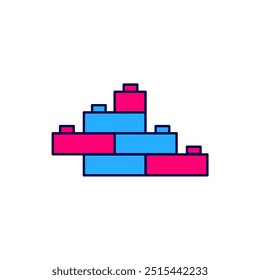 Filled outline Toy building block bricks for children icon isolated on white background.  Vector
