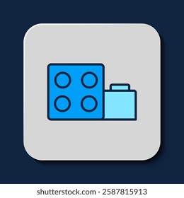 Filled outline Toy building block bricks for children icon isolated on blue background.  Vector
