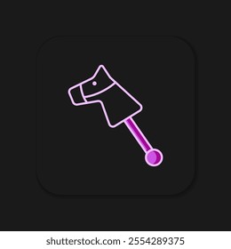 Filled outline Toy horse icon isolated on black background. Flat filled outline style with shadow. Vector