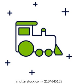 Icono del tren de juguete con contorno relleno aislado en fondo blanco.  Vector