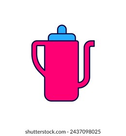 Filled outline Traditional Chinese tea ceremony icon isolated on white background. Teapot with cup.  Vector
