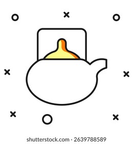 Filled outline Traditional tea ceremony icon isolated on white background. Teapot with cup. Flat filled outline style with shadow. Vector