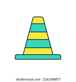Filled outline Traffic cone icon isolated on white background.  Vector