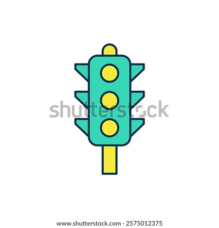 Filled outline Traffic light icon isolated on white background.  Vector