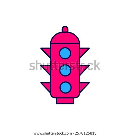 Filled outline Traffic light icon isolated on white background.  Vector