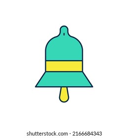 Filled outline Train station bell icon isolated on white background.  Vector