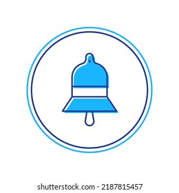 Icono de la campana de la estación de tren con contorno relleno aislado en fondo blanco.  Vector