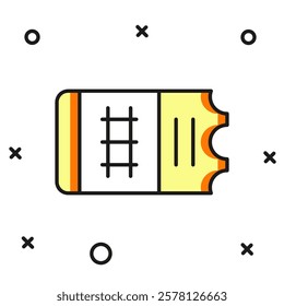 Filled outline Train ticket icon isolated on white background. Travel by railway. Flat filled outline style with shadow. Vector