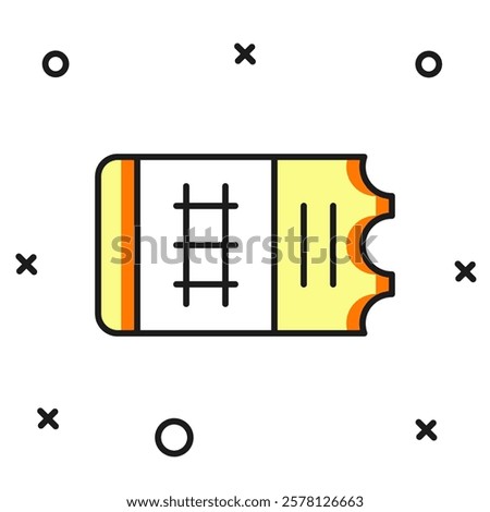 Filled outline Train ticket icon isolated on white background. Travel by railway. Flat filled outline style with shadow. Vector