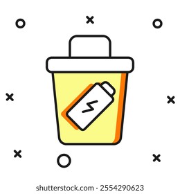 Filled outline Trash can icon isolated on white background. Garbage bin sign. Recycle basket icon. Office trash icon. Flat filled outline style with shadow. Vector