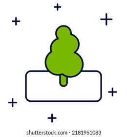 Filled outline Tree icon isolated on white background. Forest symbol.  Vector